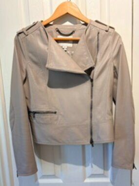 Mauvish Grey L.K. Bennett Leather Jacket Size 6